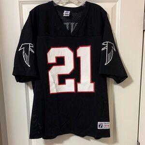 Deon Sanders Logo 7 Black Atlanta Flacons Jersey Number 21 and Sanders on back